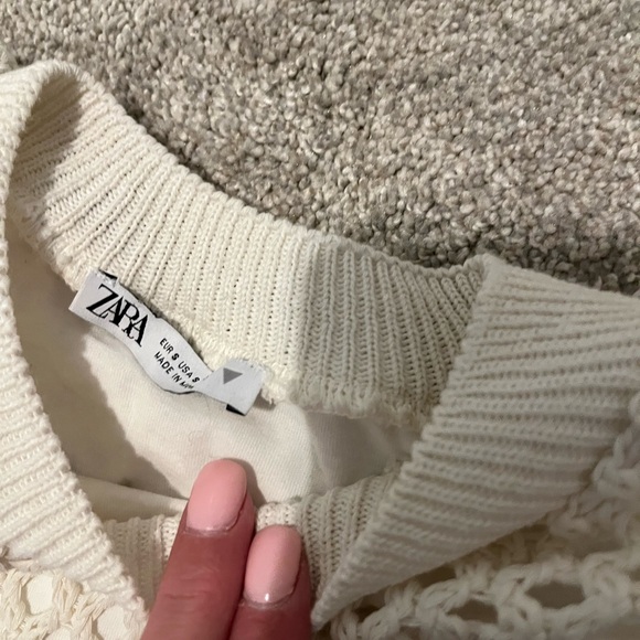 Zara METALLIC THREAD T-SHIRT VEST Size Small Embroidered Eyelet Top - Picture 10 of 10